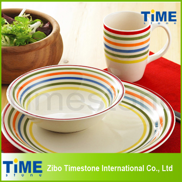 Fresh Color Stripped Stoneware Ceramic Dinner Set (TM0510)