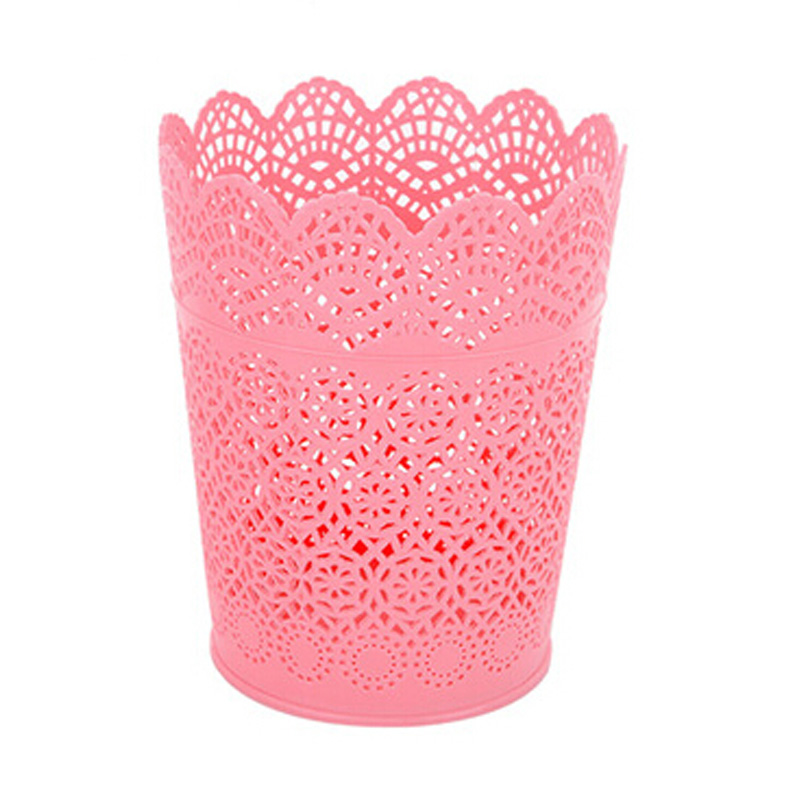 Four Colors Available Plastic Hollow Open Top Trash Bin (B01-8086)