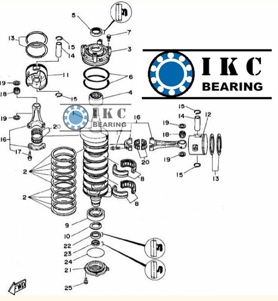93310-836V2-00 YAMAHA Outboard Spare Part Bearing for 150HP 130HP /1984-2012 115-225HP YAMAHA Crank Piston Boat