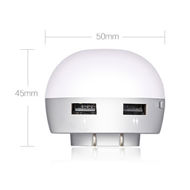 High Brightness Warm White Us EU UK Plug LED Night Light with Light Sensor Dual USB Charger for Bedroom Home