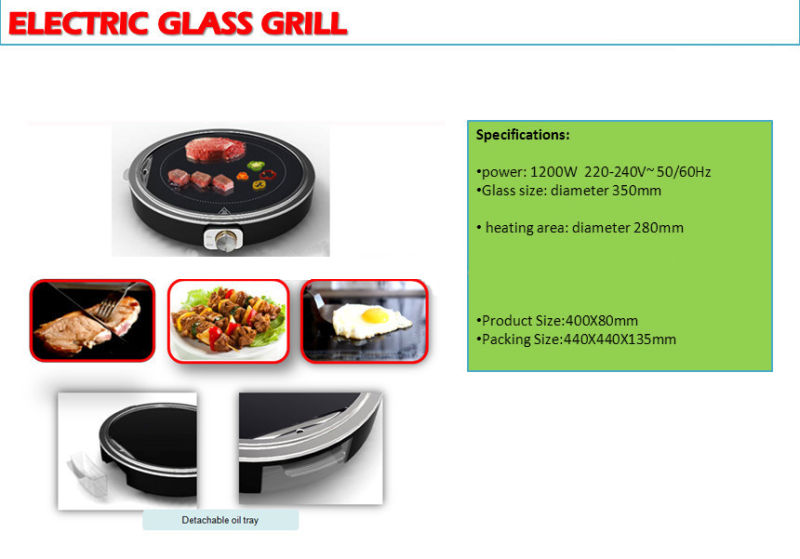 Electric Glass Plate Round Electric Grill