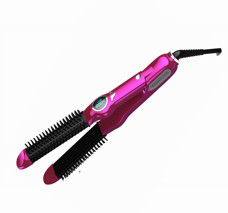 Newest Fashion 2 in 1 Hair Styling Electric Hair Roller and Hair Straightener with LCD Display