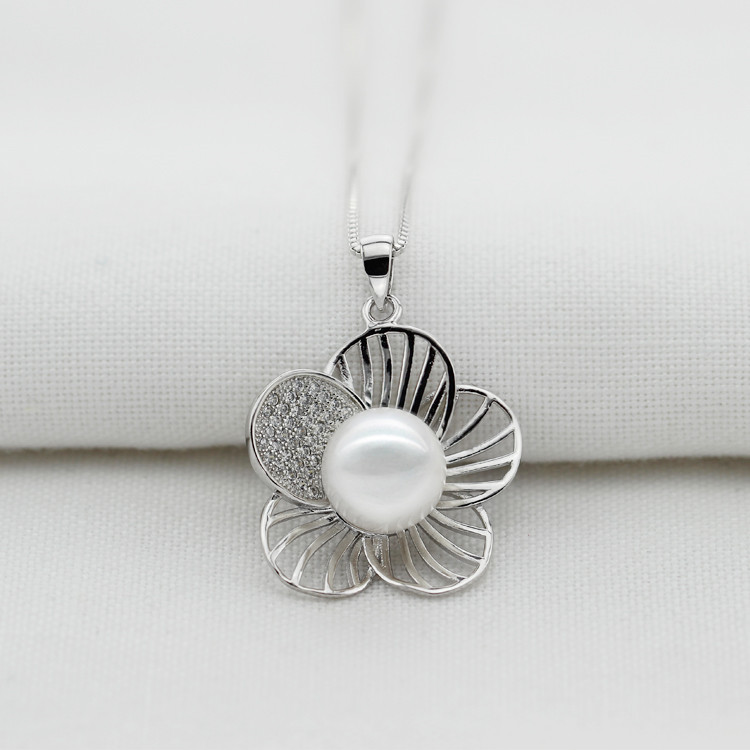 9-10mm AAA Flower Shape Button Pearl Cheap Fashion Freshwater Pearl Pendant