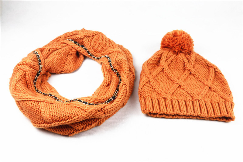 Mens Unisex Winter Warm Customerized Scarf Beanie Set Cable Knitted Scarf (SK171S)