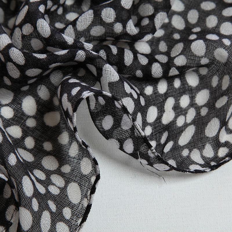 Black Ground White DOT Big Size Polyester Voile Long Scarf PP058bl