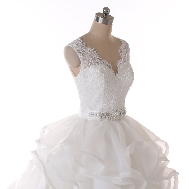 Aoliweiya Design V Neck Princess Real Picture Wedding Dress