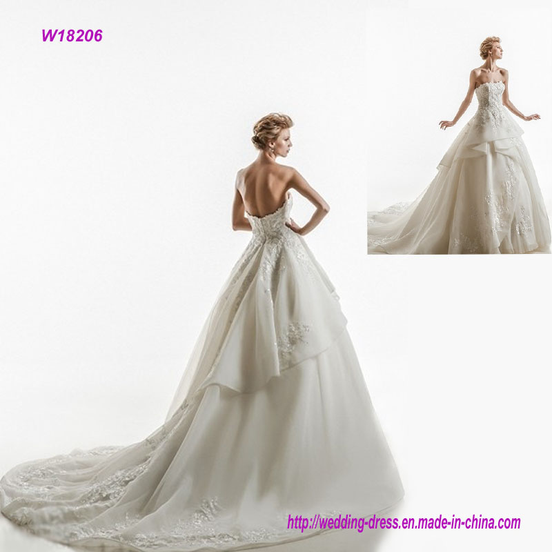 Strapless Embroidered Princess Wedding Dress