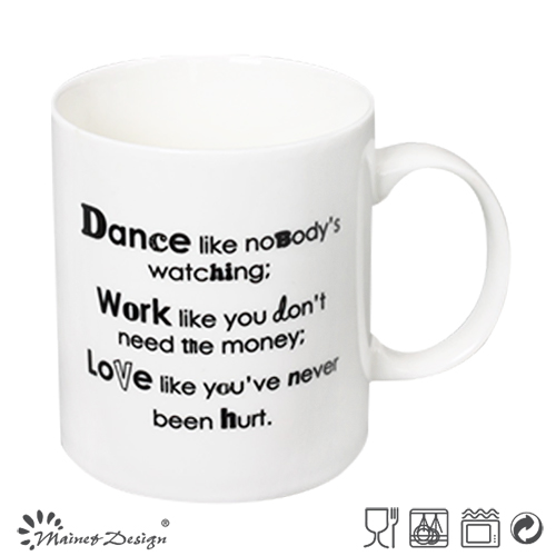 White Color with Words Printing Straight Coffee Mug