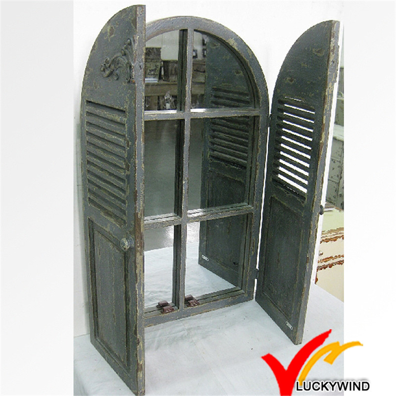 Window Shutter Design Carved Antique Wooden Mirror Frame