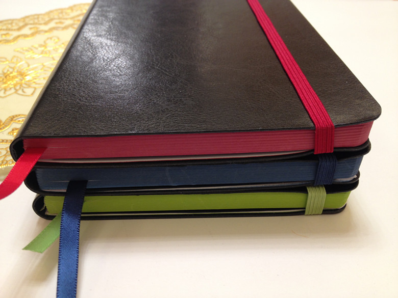 PU Leather Agenda Notebook with Elastic Band and Colored Edge