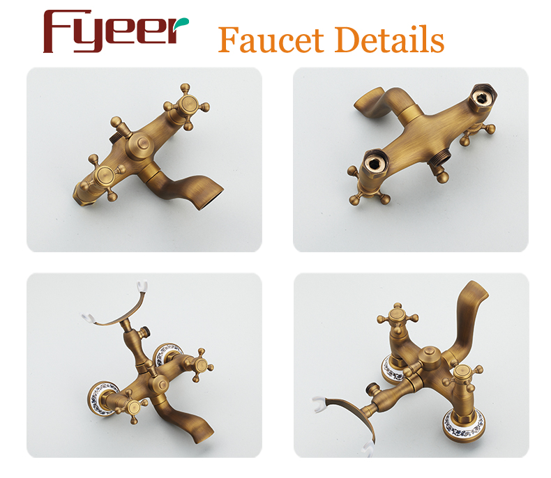 Fyeer Bathroom Antique Telephone Faucet Shower Mixer Kit