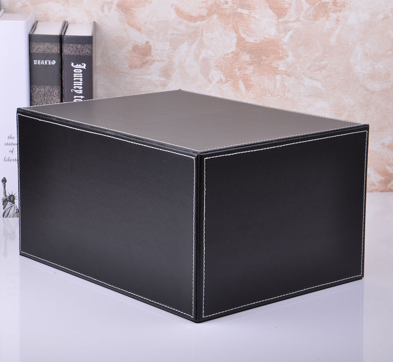 Quality Brown Leather Office Storage Box with Drawers