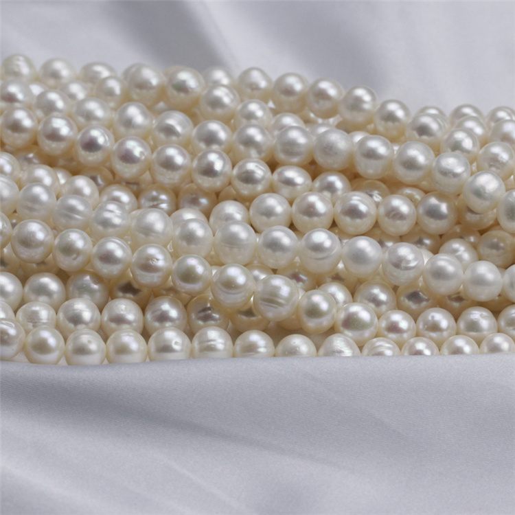 9-10mm a+ off Round Cultured Freshwater Pearl Strand