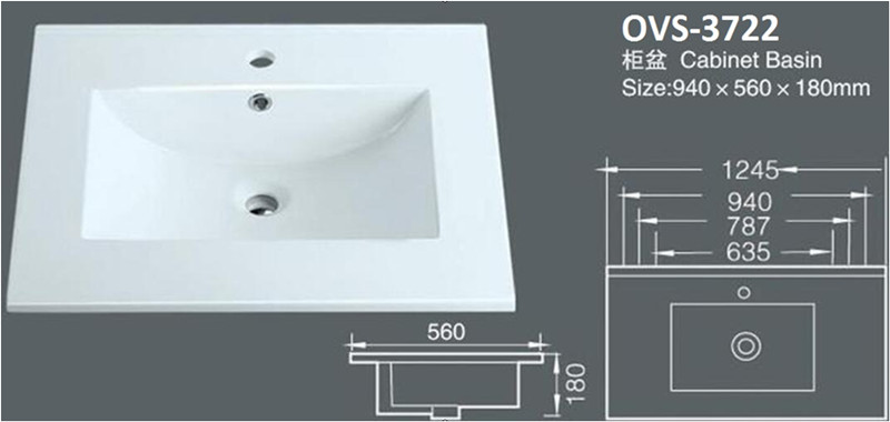 Hot Selling White Color Ceramic Sink/Washbasin with Cupc (A-3722)