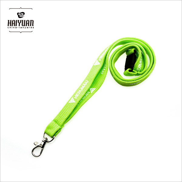 Green Tubular Lanyards in Silkscreen Logo with Safety Clip