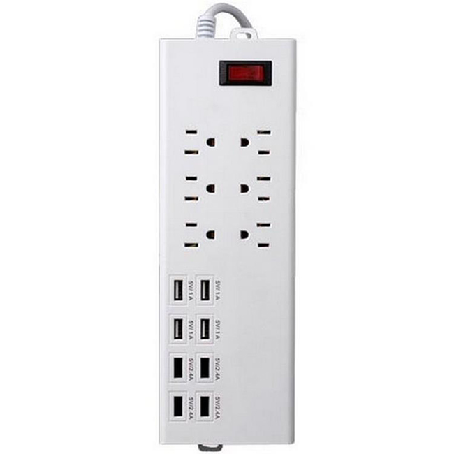 6 Outlet Socket Power Strip 8 Ports USB Extension Charger with Us Standard Plug Socket