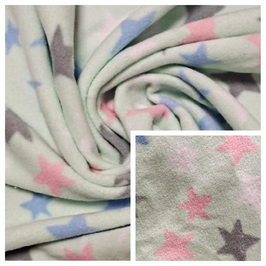 100% Polyester Polar Fleece Printed Fabric FDY 100d/144f Double Side Brush One Side Anti-Pilling
