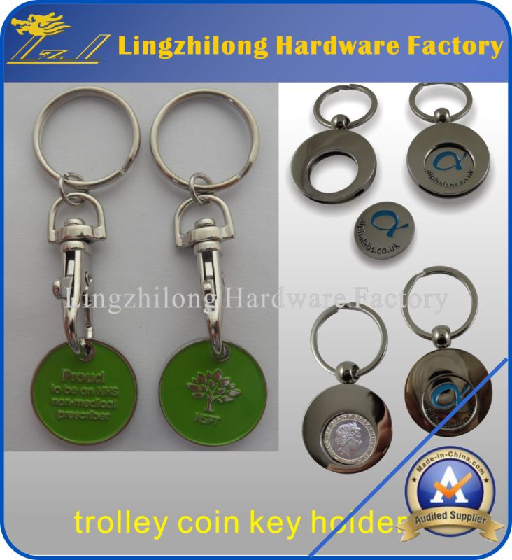 Promotional Rotatable Cheap Trolley Coin Keychains