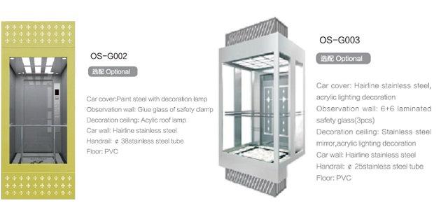 Glass Panoramic Cabin for Observation Passenger Elevator, Elevator Parts (OS41)