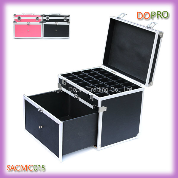 Black Handle Style Locking Aluminum Carrying Case for Nail Polish (SACMC015)