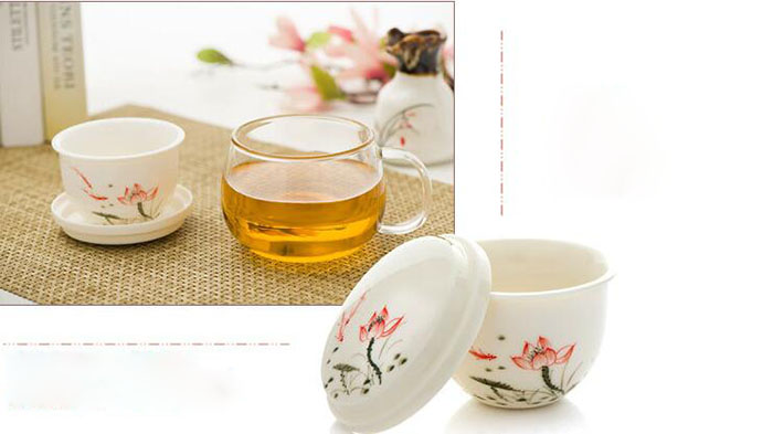 High Borosilicate Glass Tea Cup with Ceramic Infusion