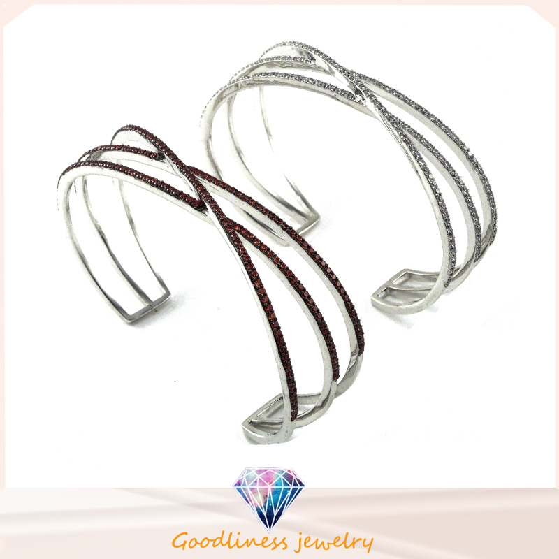 Women New Product High Quality & Low Price Silver Jewelry Bracelet Bangle with CZ Bg0002py