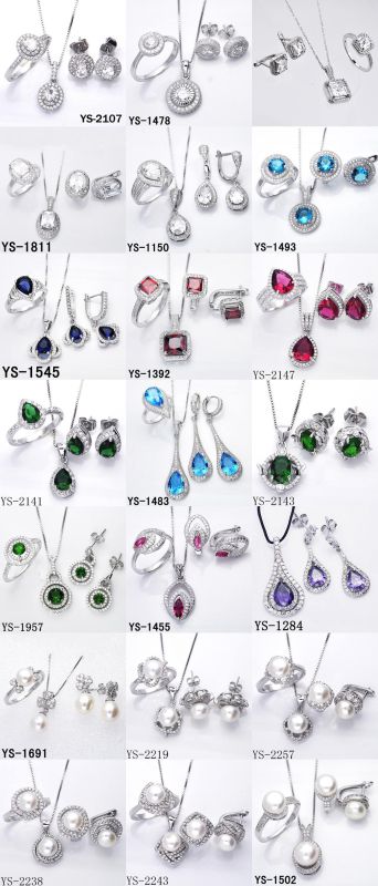 Bridal Jewelry 925 Silver Cubic Zirconia Wedding Jewellery Set.