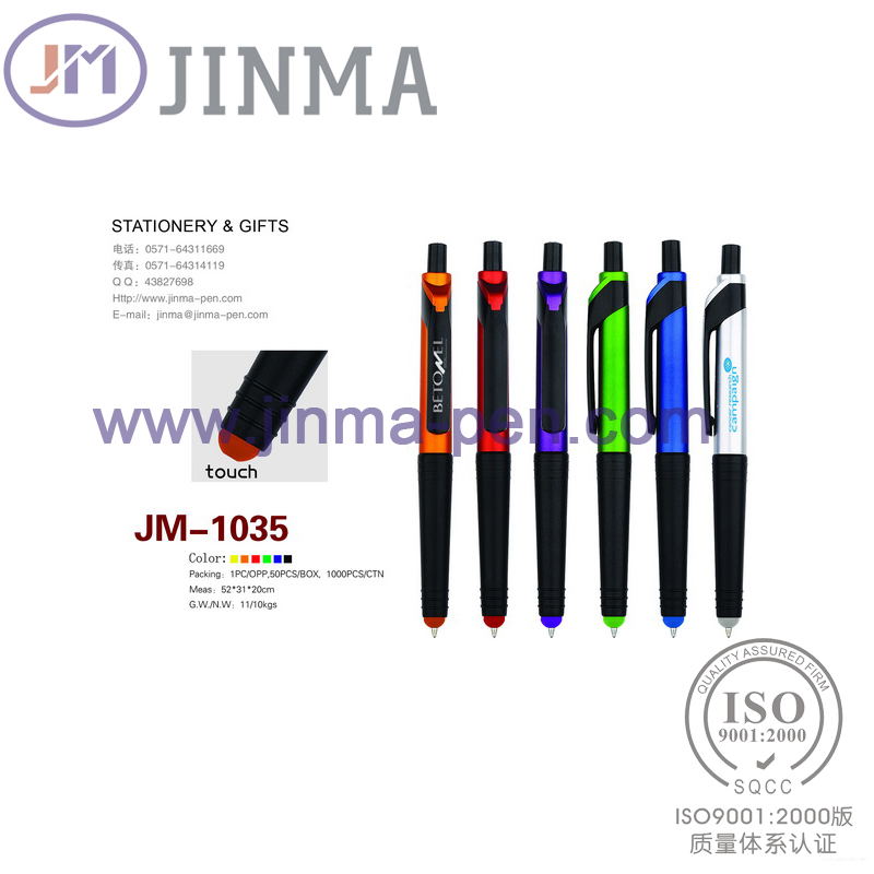 The Promotion Gifts Plastic Ball Pen Jm-1035 with Color Stylus Touch