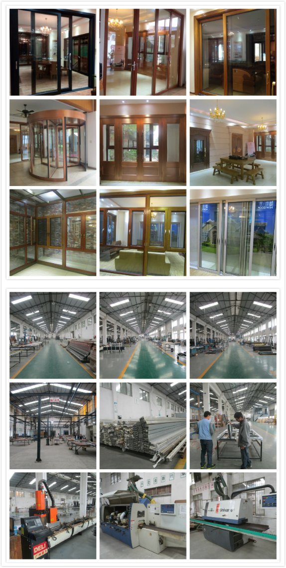 Woodwin Popular Product Double Tempered Glass Wood and Aluminium Sliding Door
