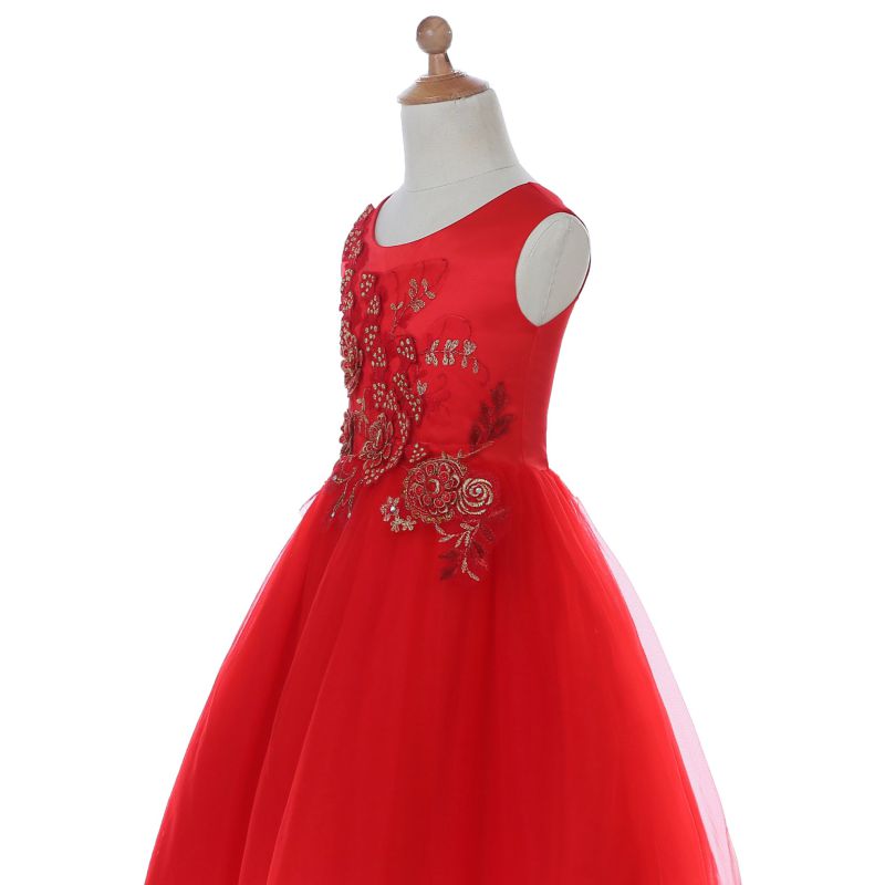 Curve Neck Flower Girl Dress for Wedding and Ceremonial