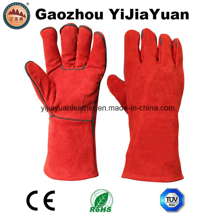 Cow Split Leather Welding Gloves From Gaozhou Factory, China with Ce Approval