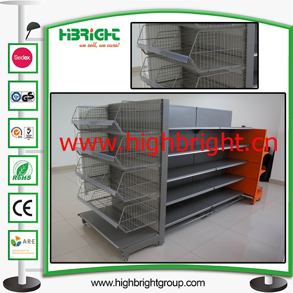 Heavy Duty Metallic Advertising Display Supermarket Shelf