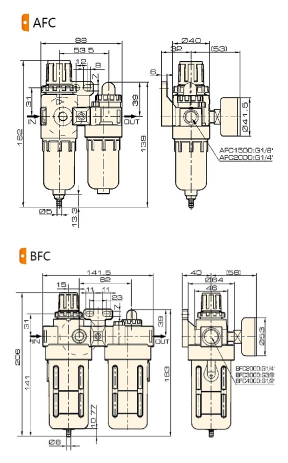 Afc/Bfc Air Preparation Units (Airtac Type)