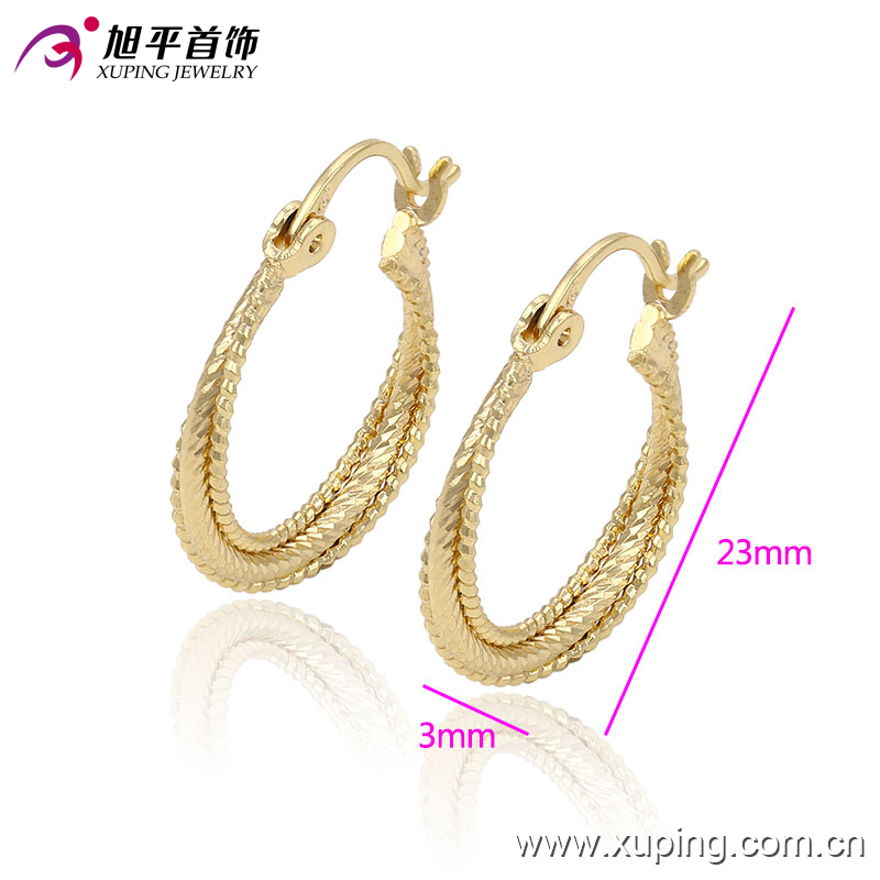 Xuping Simple Women Circle No Stone Jewelry Hoops Earring -90900