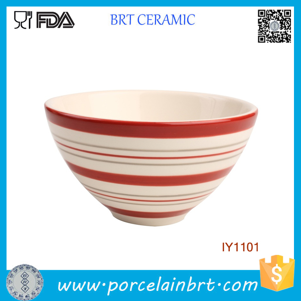 Simple Elegant Appearance Red Streak Ceramic Circular Bowl