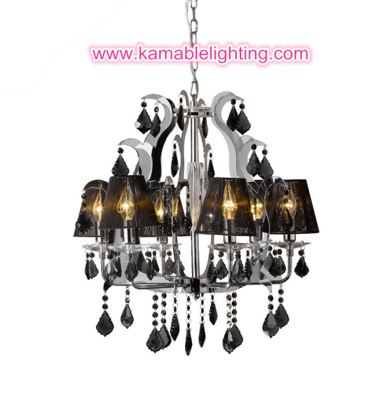 New Modern Crystal Chandelier Hanging Light (80903-L6 with shade)