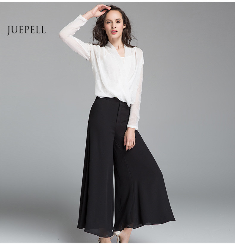 Casual Black Chiffon Loose Pants Women for Summer