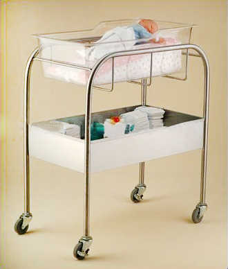 Hospital Stainless Steel Bassinet with Storage Bin (THR-B002)