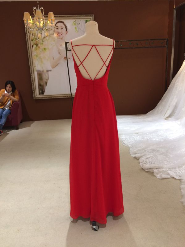 New Arrival 2017 Marriage Red Chiffon Bridesmaid Dresses