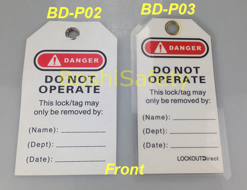 Plastic Coated White Ground Machine Related Risk Warning Tag (BD-P03)