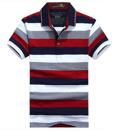 Custom High Quality Men's Mixed Color Striped Polo Shirt