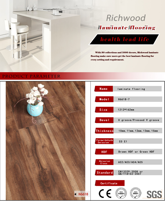 Maple E1 Embossed Hand Scraped Parquet Laminate Laminated Wood Flooring