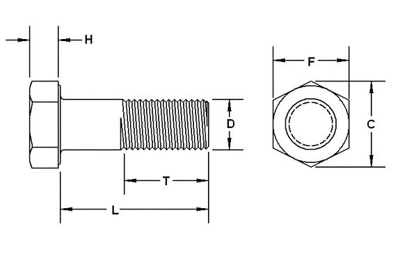 DIN931 Black Finish Hexagon Head Bolt