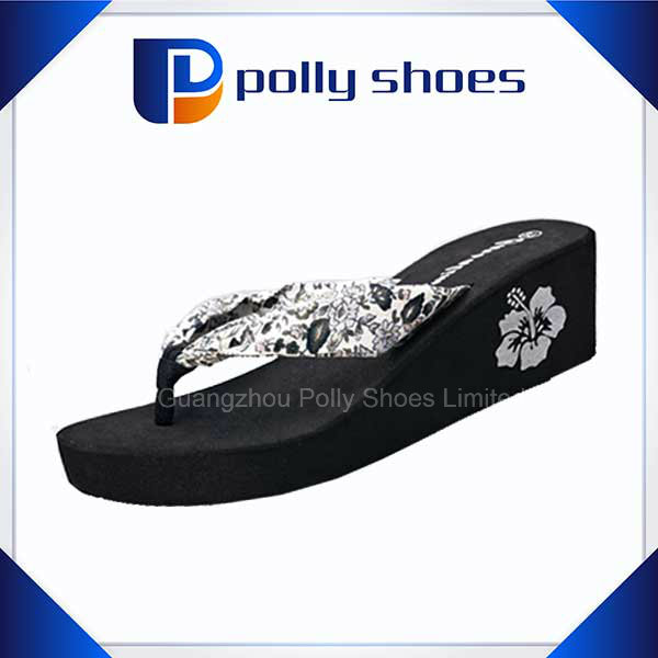 Womens Platform High Wedge Heel Flip Flop Printed Beach Slipers