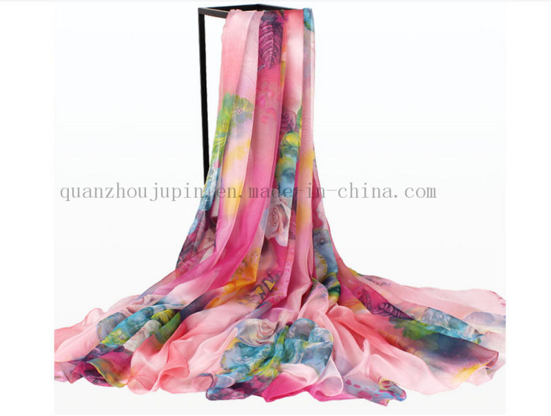 OEM Fashion Silk Beach Scarf Shawl and Pareo for Promotion Gift