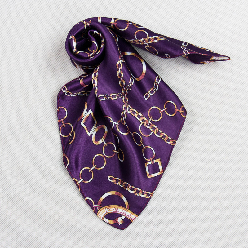 Polyester Satin Purple Rope Chain Scarves Little Square Scarf