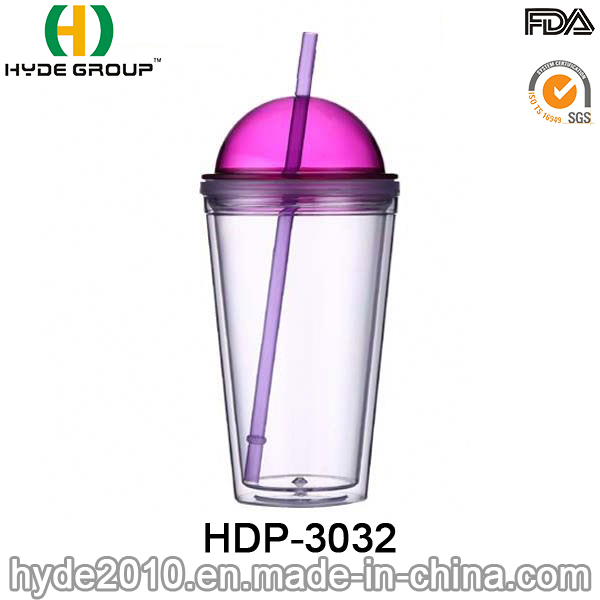 2017 Newest 16oz BPA Free Ice Juice Mug, Customized Plastic Cup with Straw (HDP-3032)