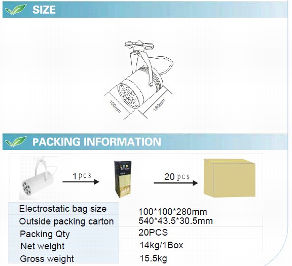 9W LED Track Light with CE RoHS (GN-GD-CW1W9)