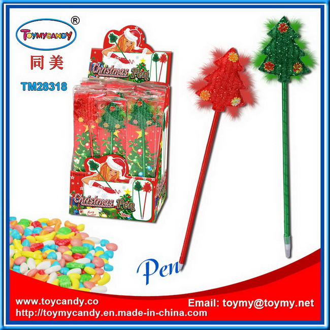 Plastic Christmas Gift Ball-Point Pen with Candy