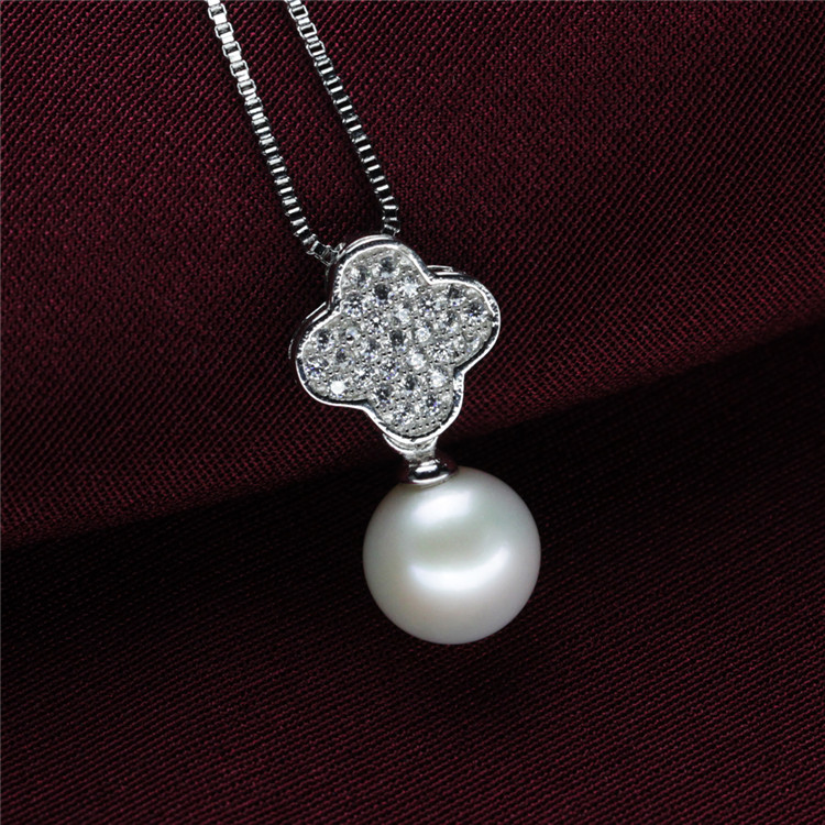 Clover Shape Beautiful Natural Freshwater 925 Silver Pearl Set